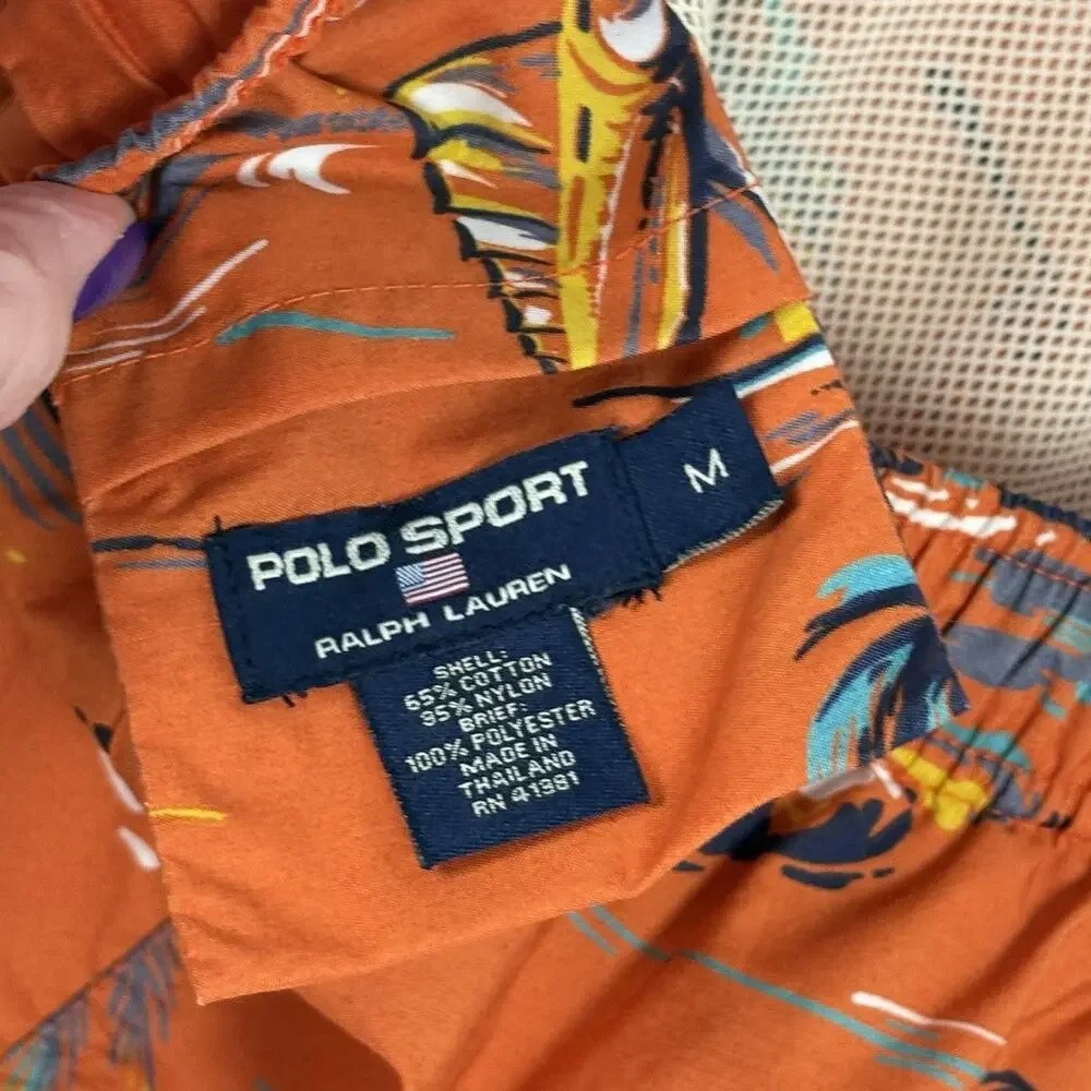 Polo Sport Size M Board Shorts Swim Sailboat Swordfish Fishing Ocean Colorful